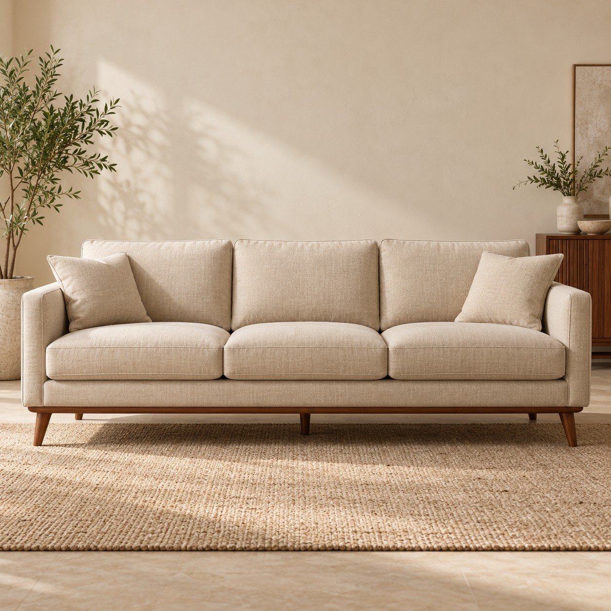 Linen Three Seater Sofa (Demo)